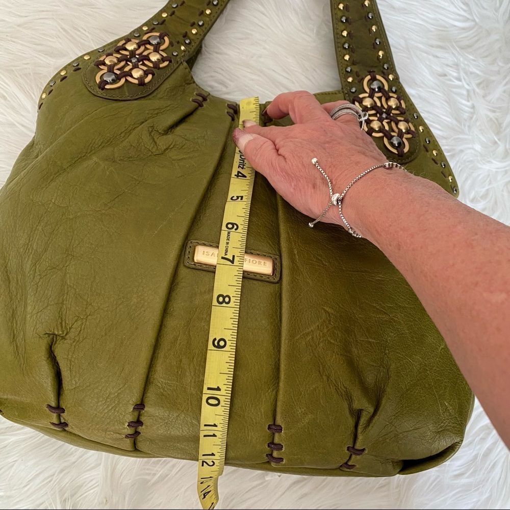 NEW Isabella Fiore Olive Green Leather Embellished Shoulder / Crossbody Purse - Picture 8 of 11